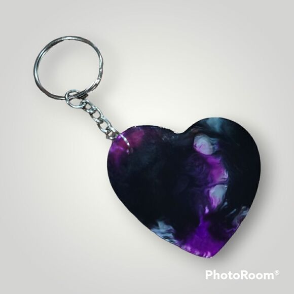 Halsey Purple Ink Heart Keychain (Z171) - Picture 7 of 9